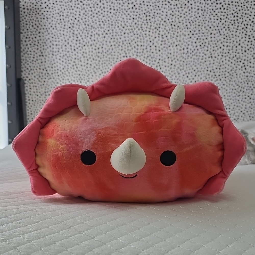 Squishmallows Stackabke Pink and Orange Dinosaur Plush Pillow